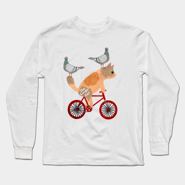 Cat cycling Long Sleeve T-Shirt by TheGingerCat